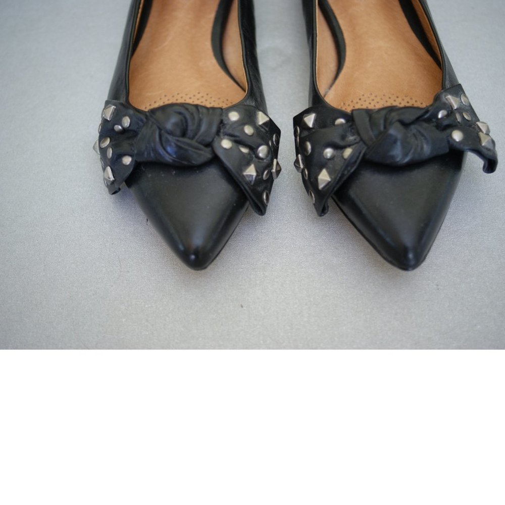 CORSO COMO 'Attitude' Black Studded Bow Pointed Toe Leather Ballet Flats NWOT - Picture 5 of 6